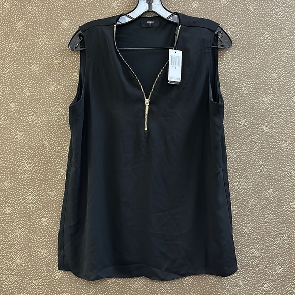Tahari Tops - 🔥🔥🔥NEW Tahari Black Zip Sleeveless Blouse Top